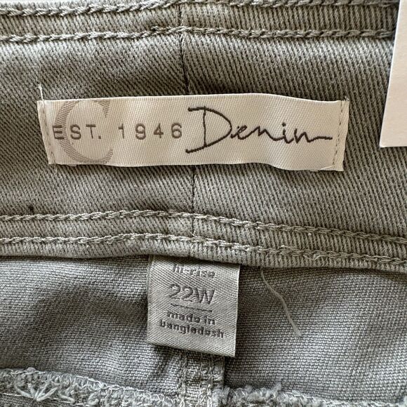 Womens Jeans Cropped Plus 22W Lt Sage Green Denim Hi Rise C EST‎ 1946 - Picture 3 of 9